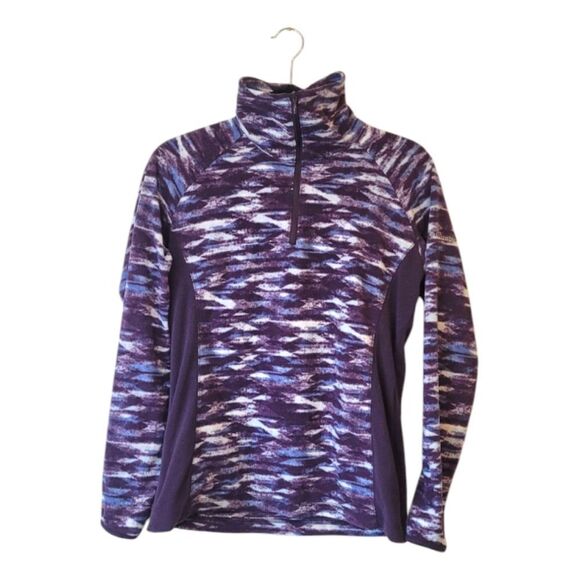 Columbia Purple Abstract Print Lightweight Fleece Quarter Zip Size M - Picture 1 of 6